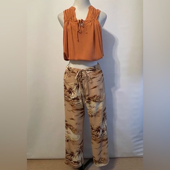 Lucky brand drawstring pants in vintage inspired island print - Picture 3 of 11